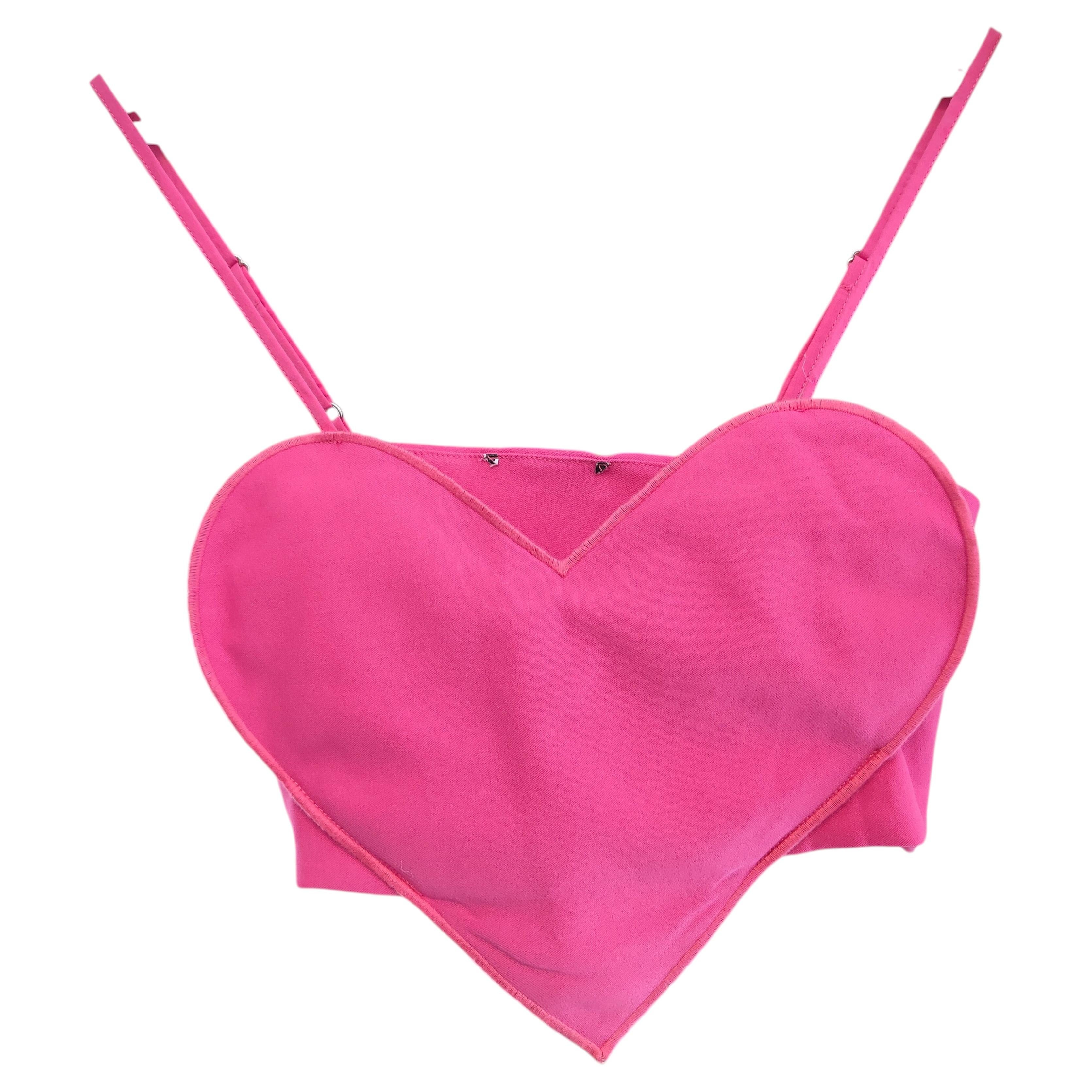 1990s Unisex Pink Heart Cotton Bustier Top - Excellent Condition For Sale