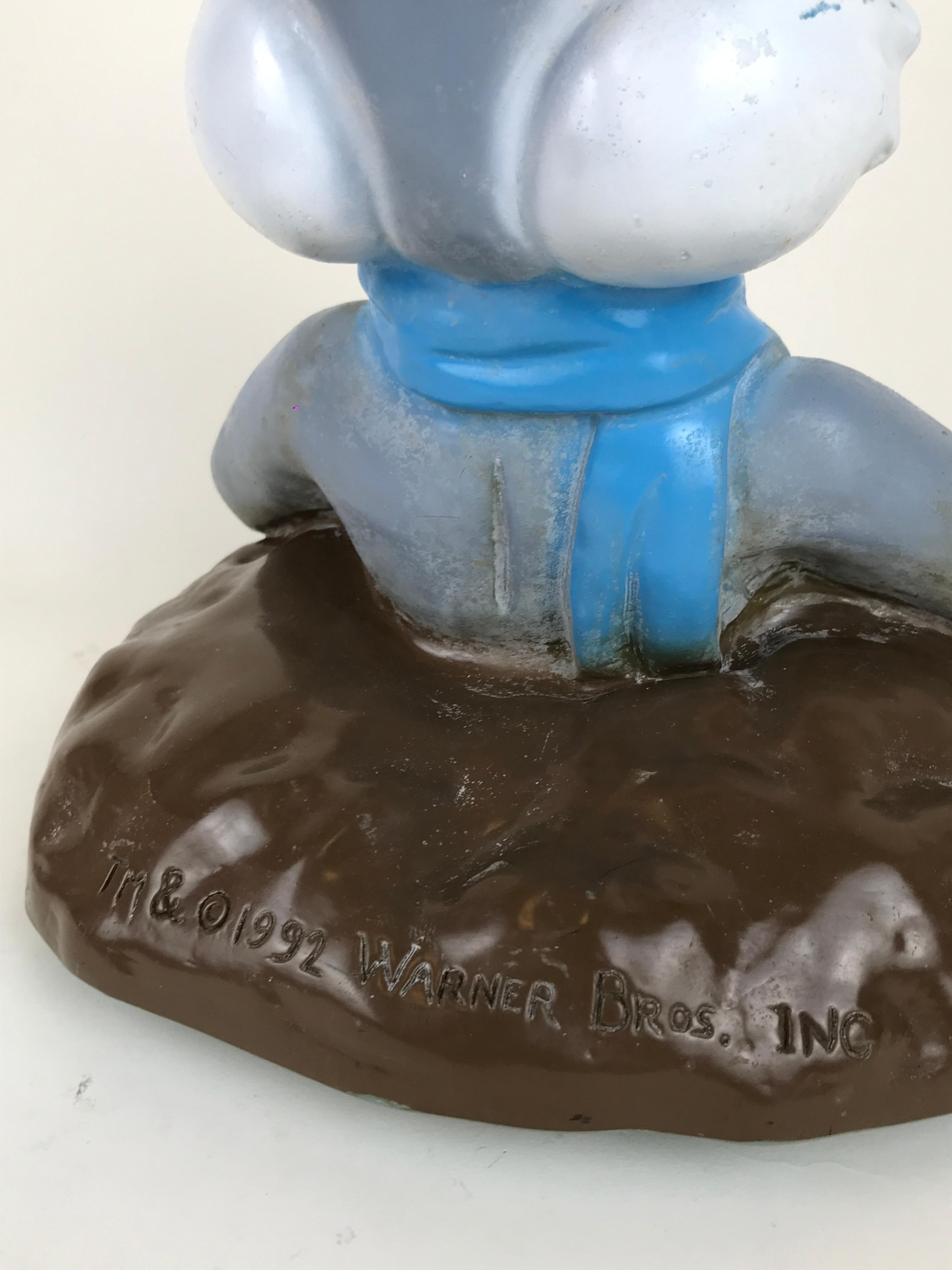 Austrian 1990s Vintage Plastic Sculpture of Warner Bros' Bugs Bunny Eating a Carrot  For Sale