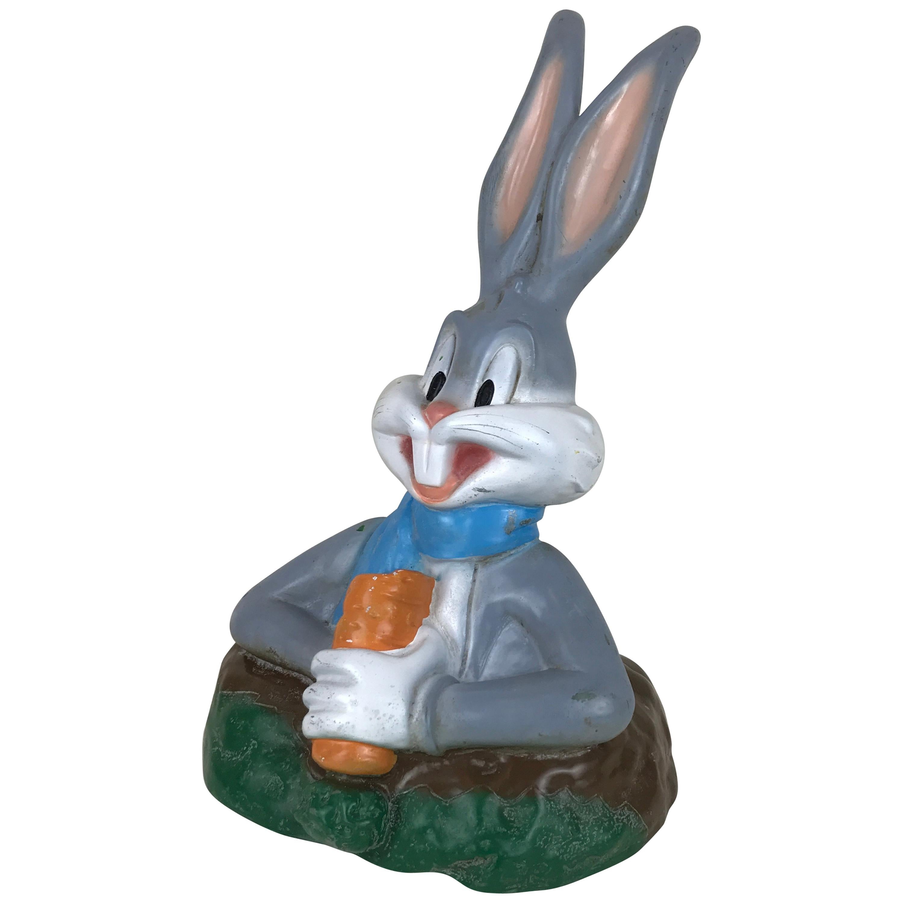 1990s Vintage Plastic Sculpture of Warner Bros' Bugs Bunny Eating a Carrot  For Sale