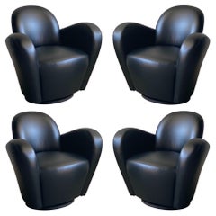1990s Vintage Preview Wrap Around Barrel Swivel Chairs, Set of 4