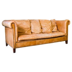 1990s Vintage Ralph Lauren Brompton Cognac Leather Sofa