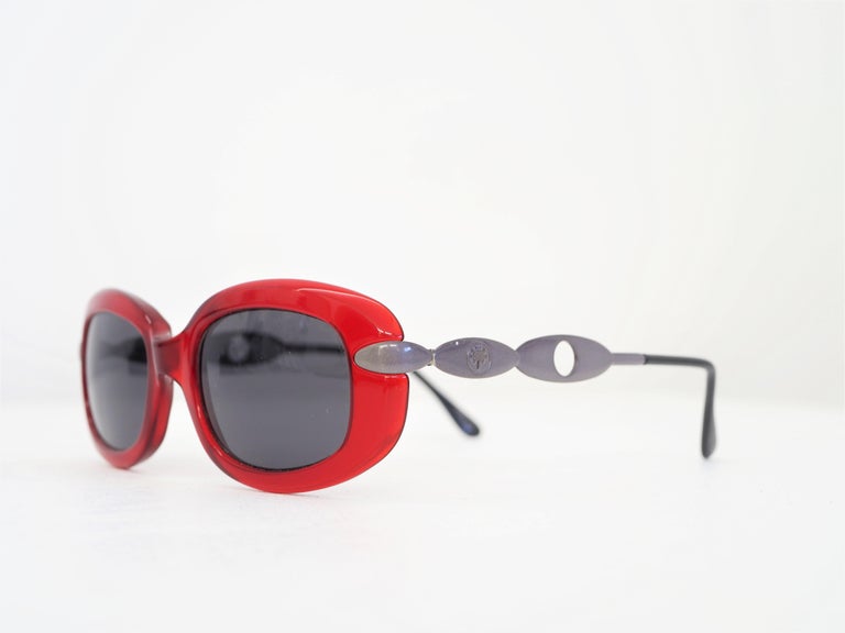 1990s Vintage red black sunglasses For Sale at 1stDibs