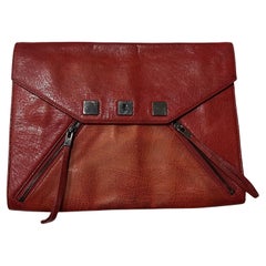 1990s Vintage Red Leather Karl Lagerfeld Envelope Bag