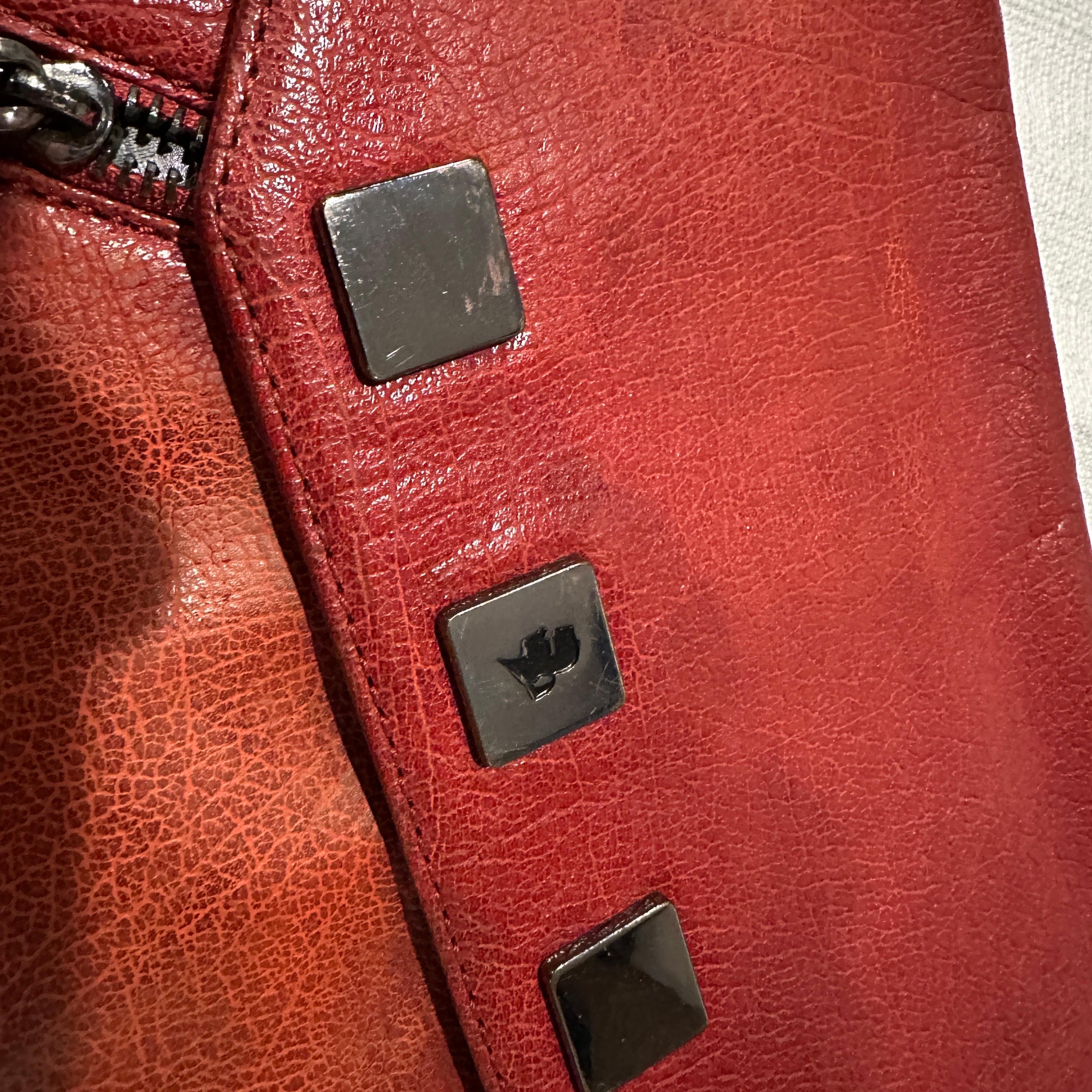 Brown 1990s Vintage Red Leather Karl Lagerfeld Envelope Bag For Sale