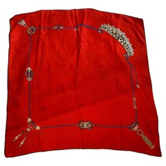 1990s Vintage Red Silk Cartier Scarf