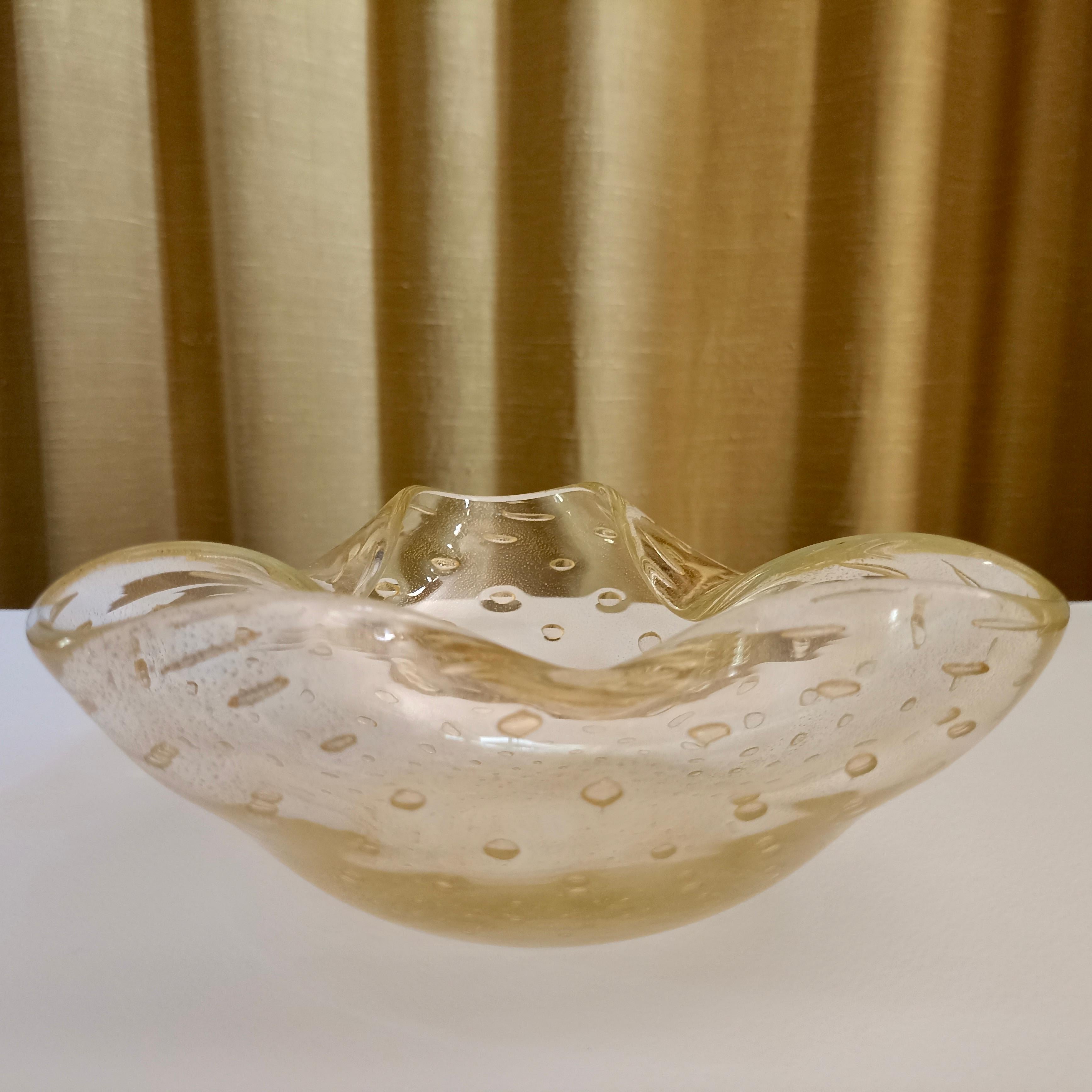 Oro Serenella Arte Murano anni '90 in vetro Bulicante vintage, posacenere/svuotatasche.