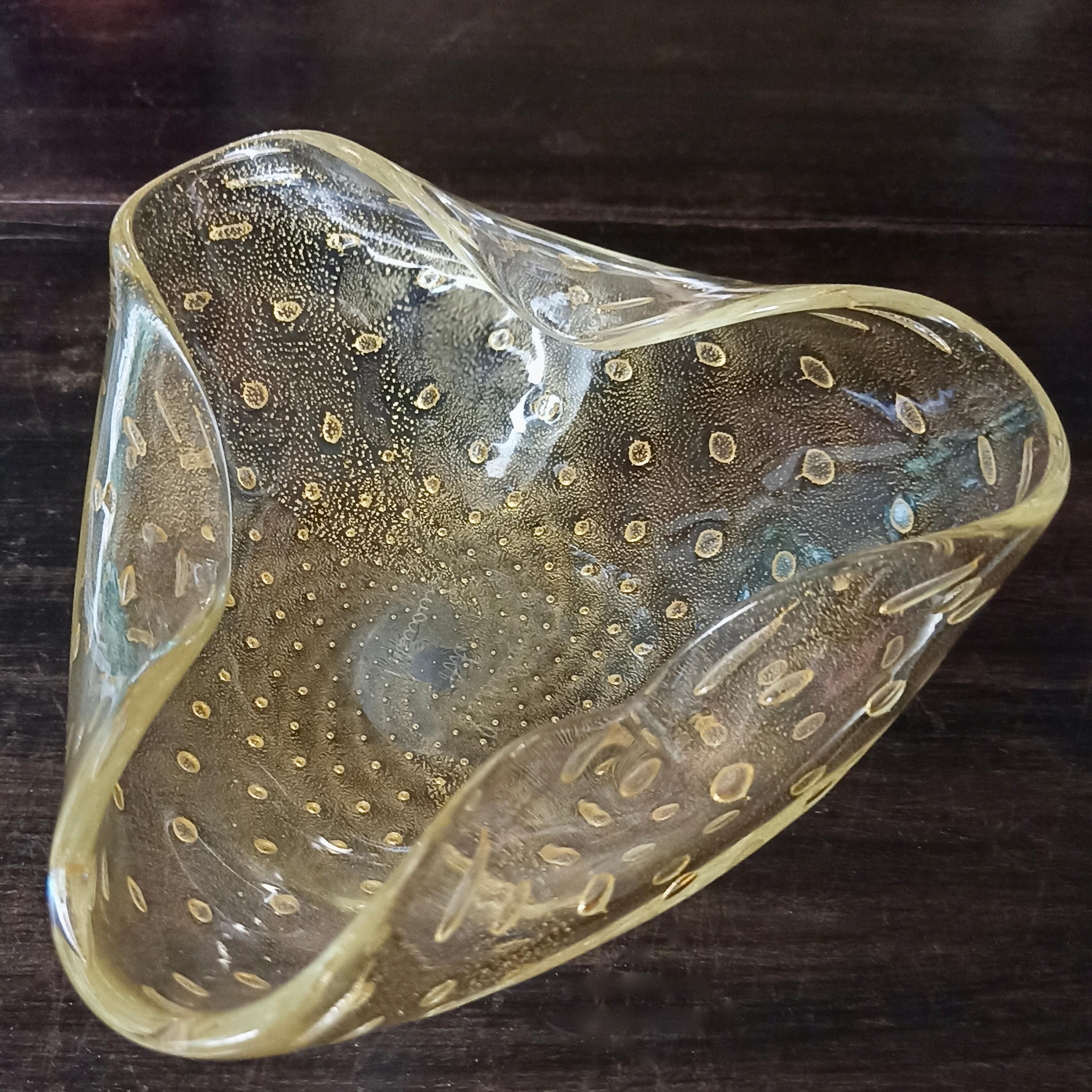 Serenella Arte Murano anni '90 in vetro Bulicante vintage, posacenere/svuotatasche. 1