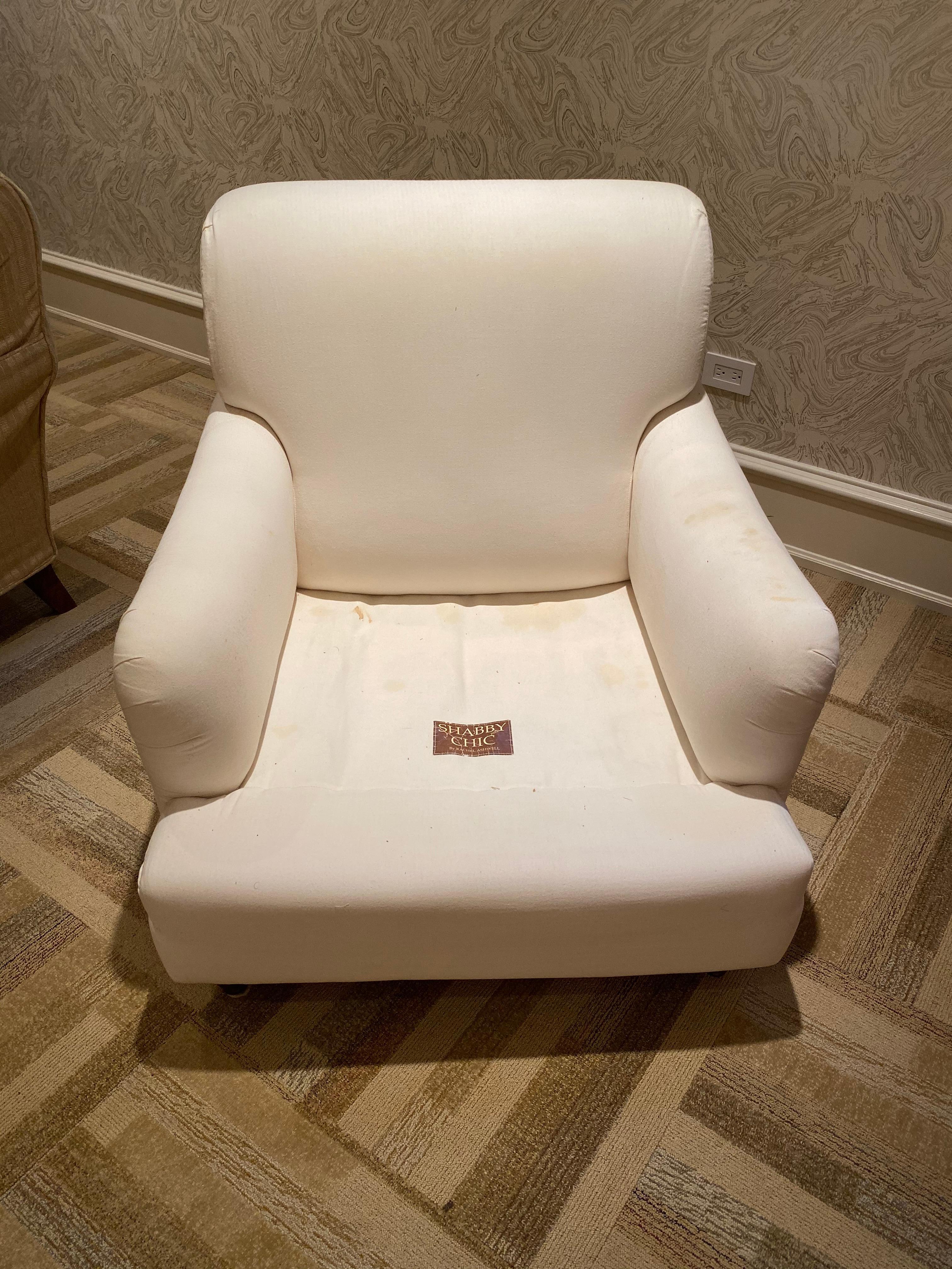 1990s Vintage Shabby Chic by Rachel Aswell Slipcovered Armchair For Sale 2