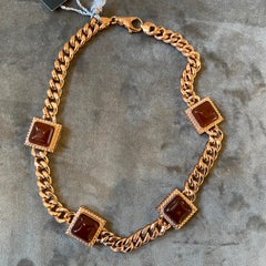 1990s Vintage Sterling Silver and Carnelian Italian Necklace