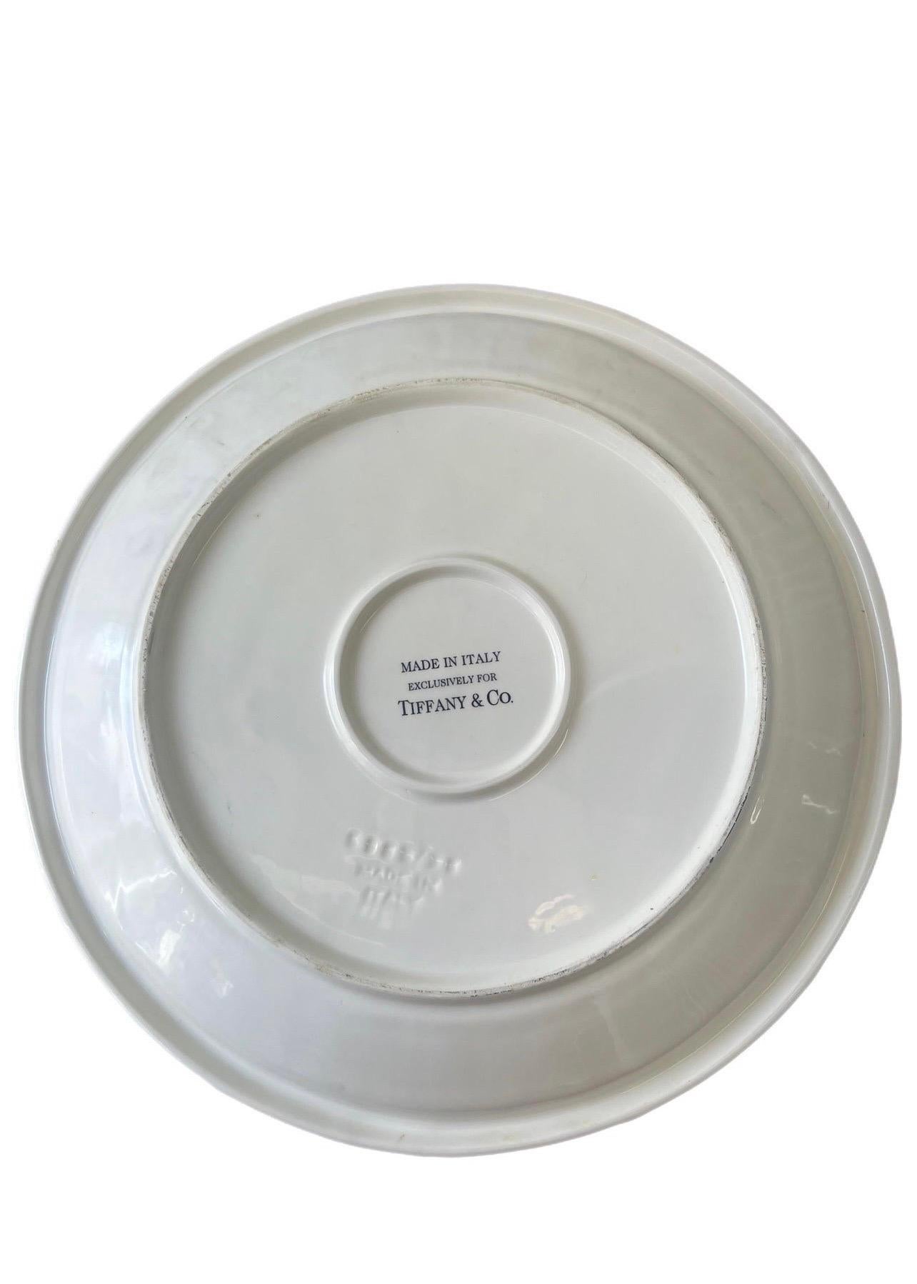 Ceramic 1990s Vintage Tiffany & Co. Italian Basket Weave “White Wicker” Chop Plate For Sale