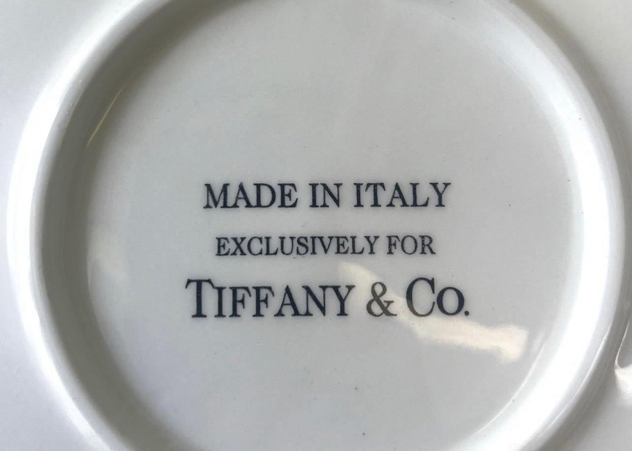1990 Vintage Tiffany & Co. Assiette chope italienne en osier blanc tissé en panier en vente 1