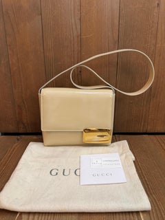 1990s Vintage Tom Ford’s GUCCI Mini Leather G Buckle Shoulder Bag Beige Small