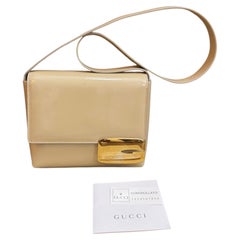 1990s Vintage Tom Ford’s GUCCI Mini Leather G Buckle Shoulder Bag Beige Small