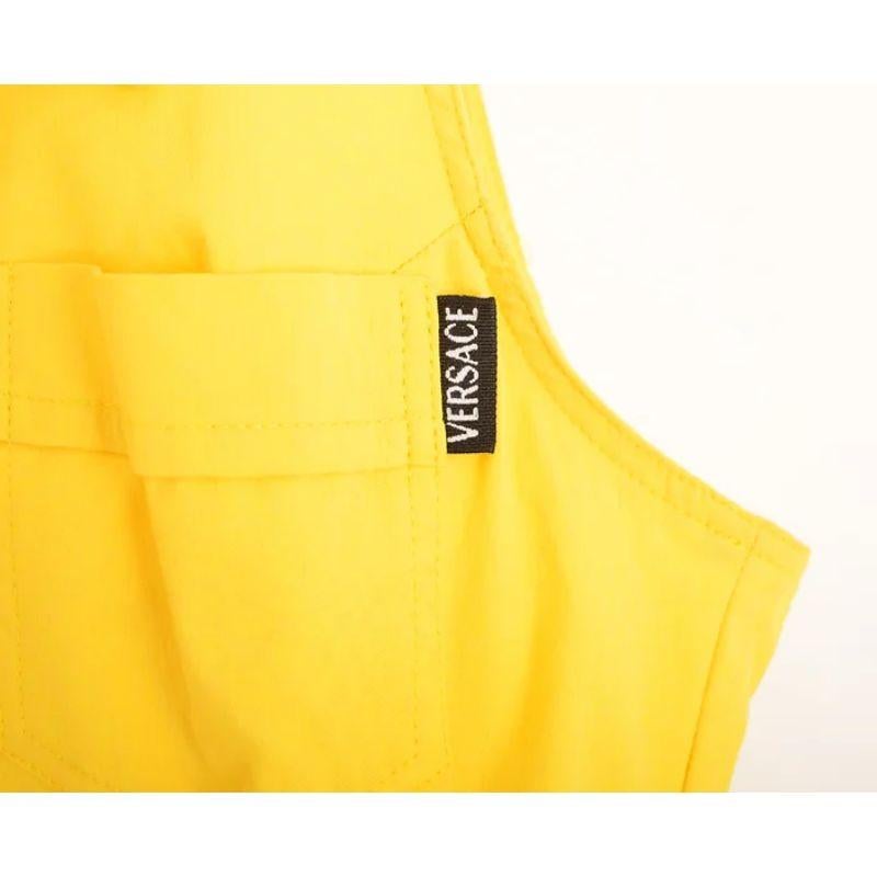 1990's Vintage Versace Jeans Couture Yellow Mini Zip down Body Con Dress In Good Condition For Sale In Sheffield, GB