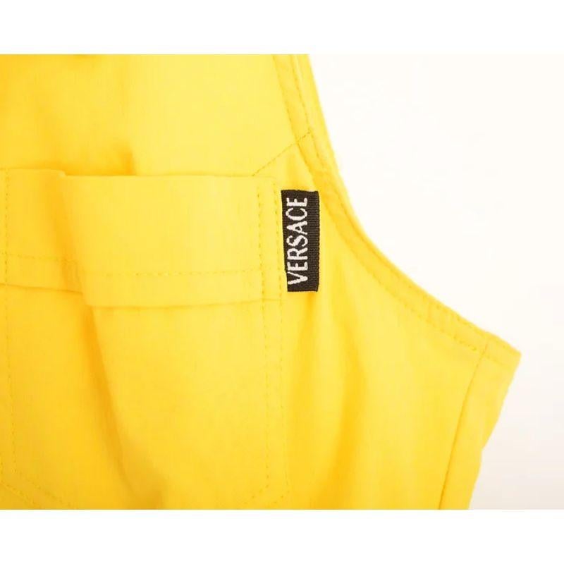 1990's Vintage Versace Jeans Couture Yellow Mini Zip down Body Con Dress In Good Condition In Sheffield, GB