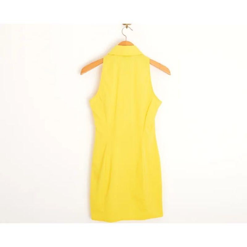 Women's 1990's Vintage Versace Jeans Couture Yellow Mini Zip down Body Con Dress For Sale