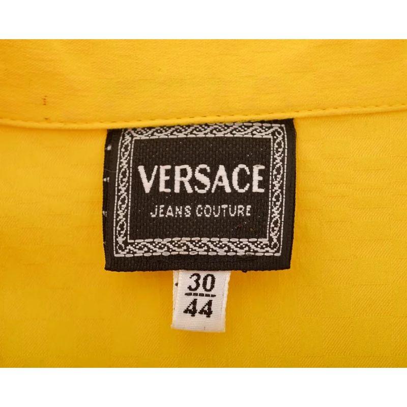 1990's Vintage Versace Jeans Couture Yellow Mini Zip down Body Con Dress For Sale 4