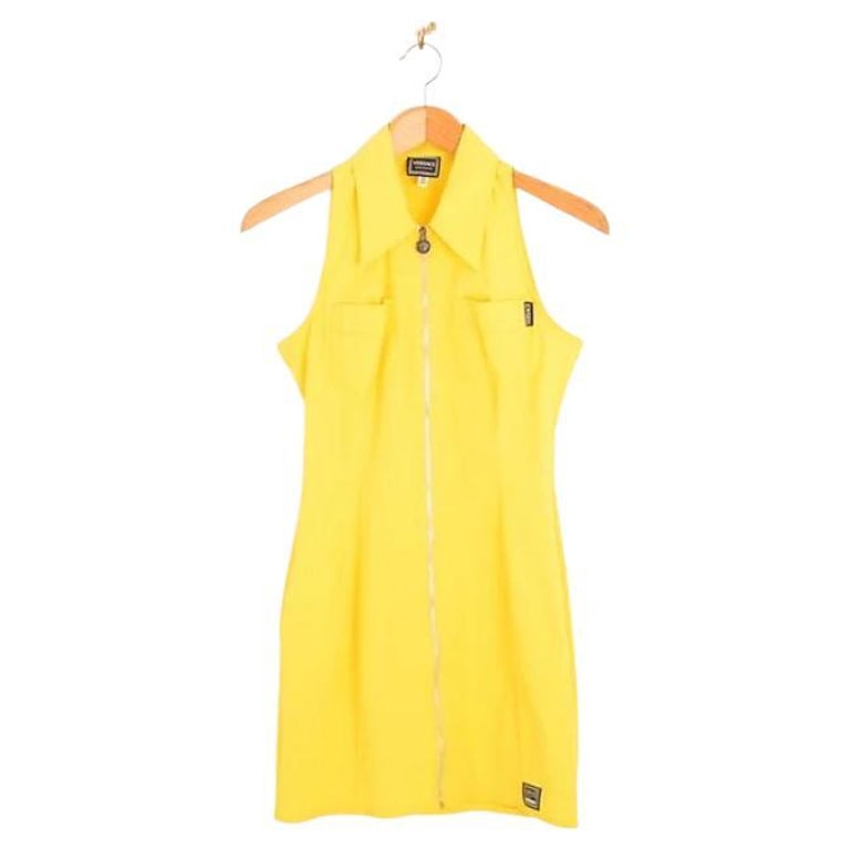 Versace Vintage Mustard Dress New VERSACE Beaded Cocktail Stretch Jersey Yellow Dress Italian 42 US Versace Vintage Mustard Dress New VERSACE Beaded Cocktail Stretch Jersey Yellow Dress Italian 42 US