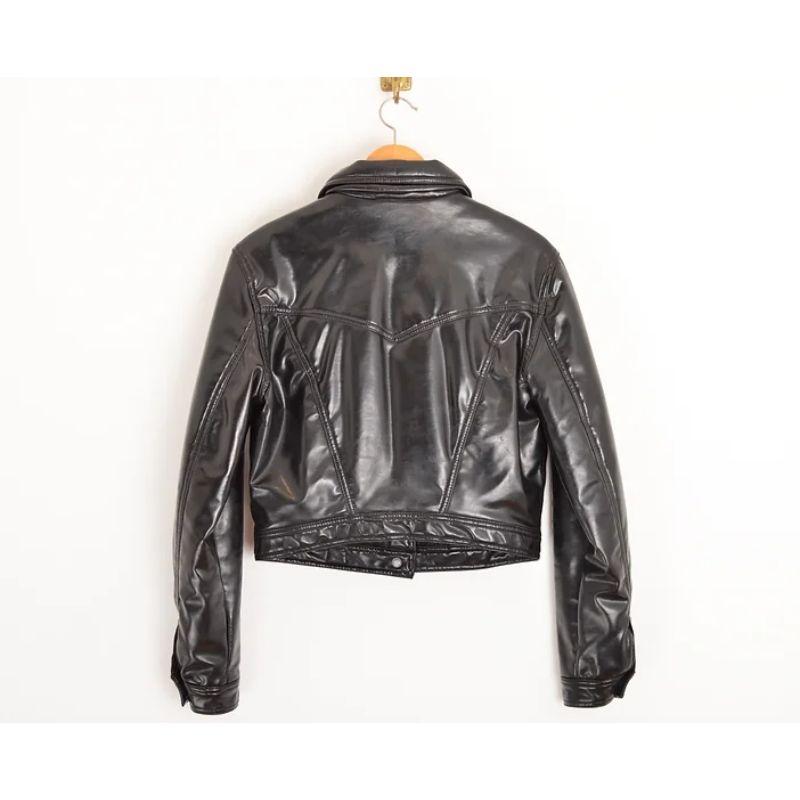 1990's Vintage Versace Latex Black Wet Look Cropped Jacket In Good Condition For Sale In Sheffield, GB