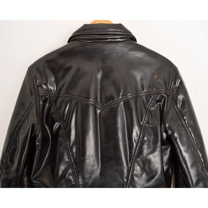 Women's 1990's Vintage Versace Latex Black Wet Look Cropped Jacket For Sale