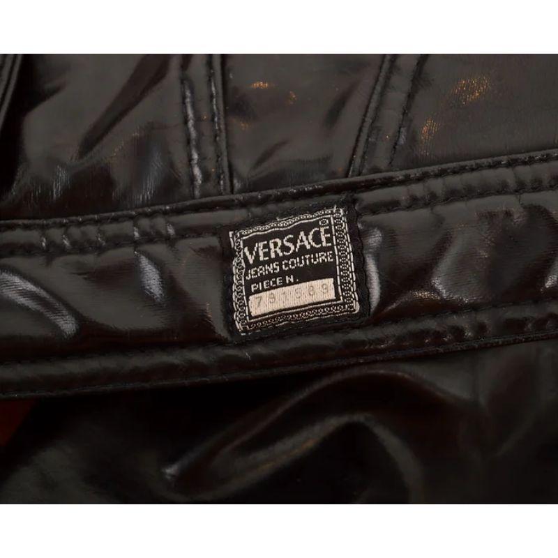 1990's Vintage Versace Latex Black Wet Look Cropped Jacket For Sale 1