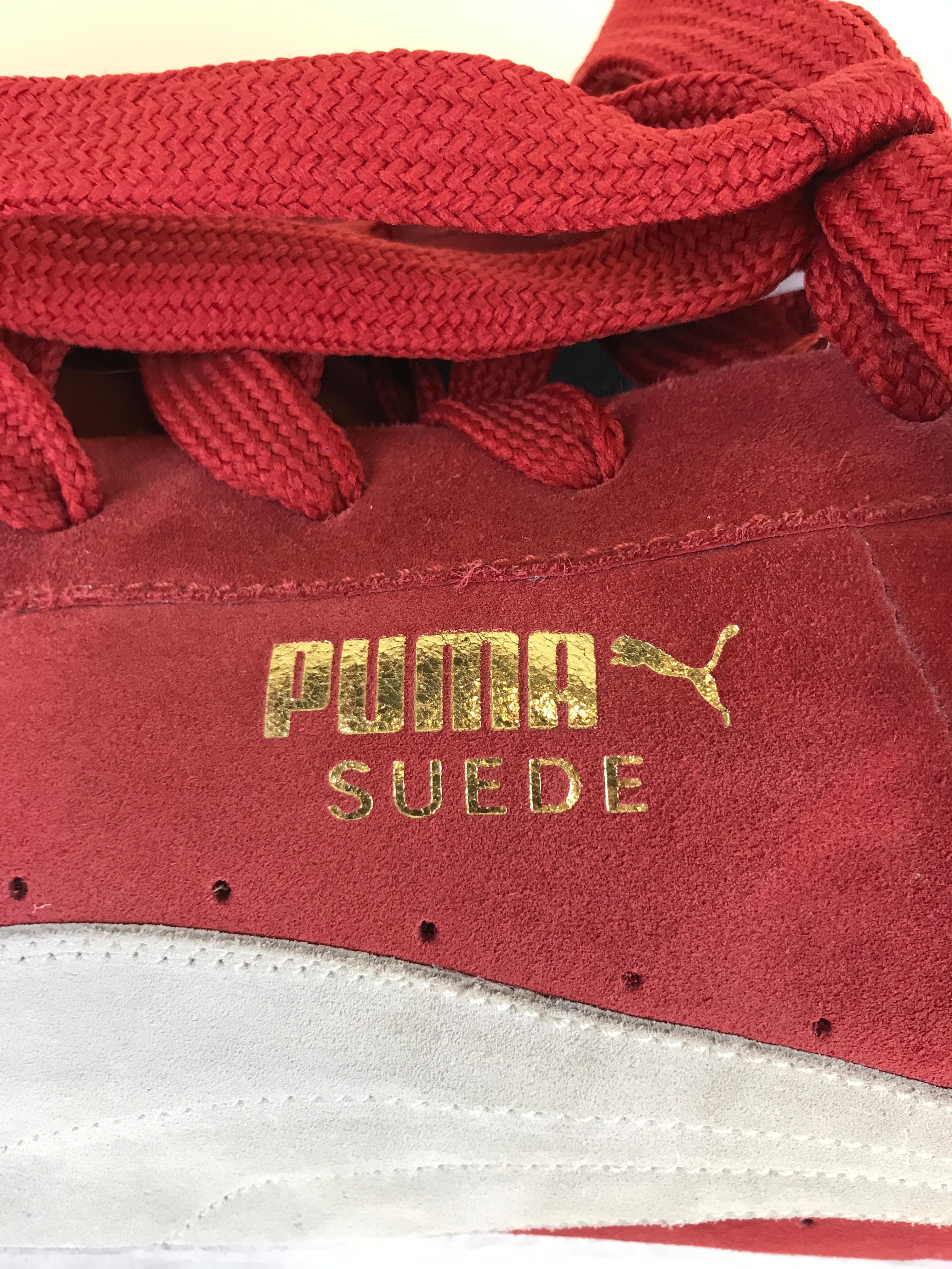 Leather 1990s Vintage Very Large Puma Window Display Prop in the Shape of Red Suede Shoe