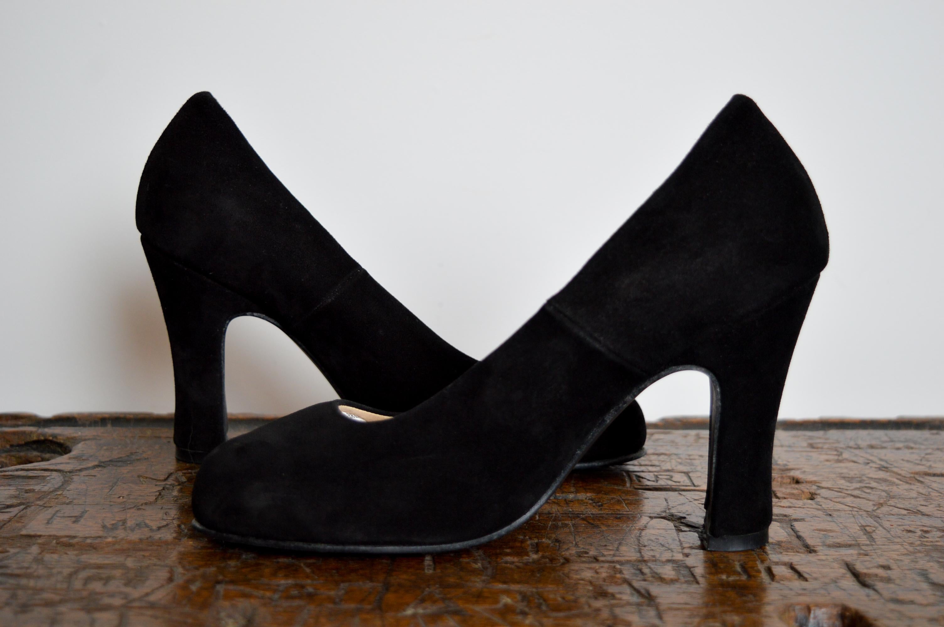 1990's Vintage Vivienne Westwood black suede Animal toe high heels court shoes 5