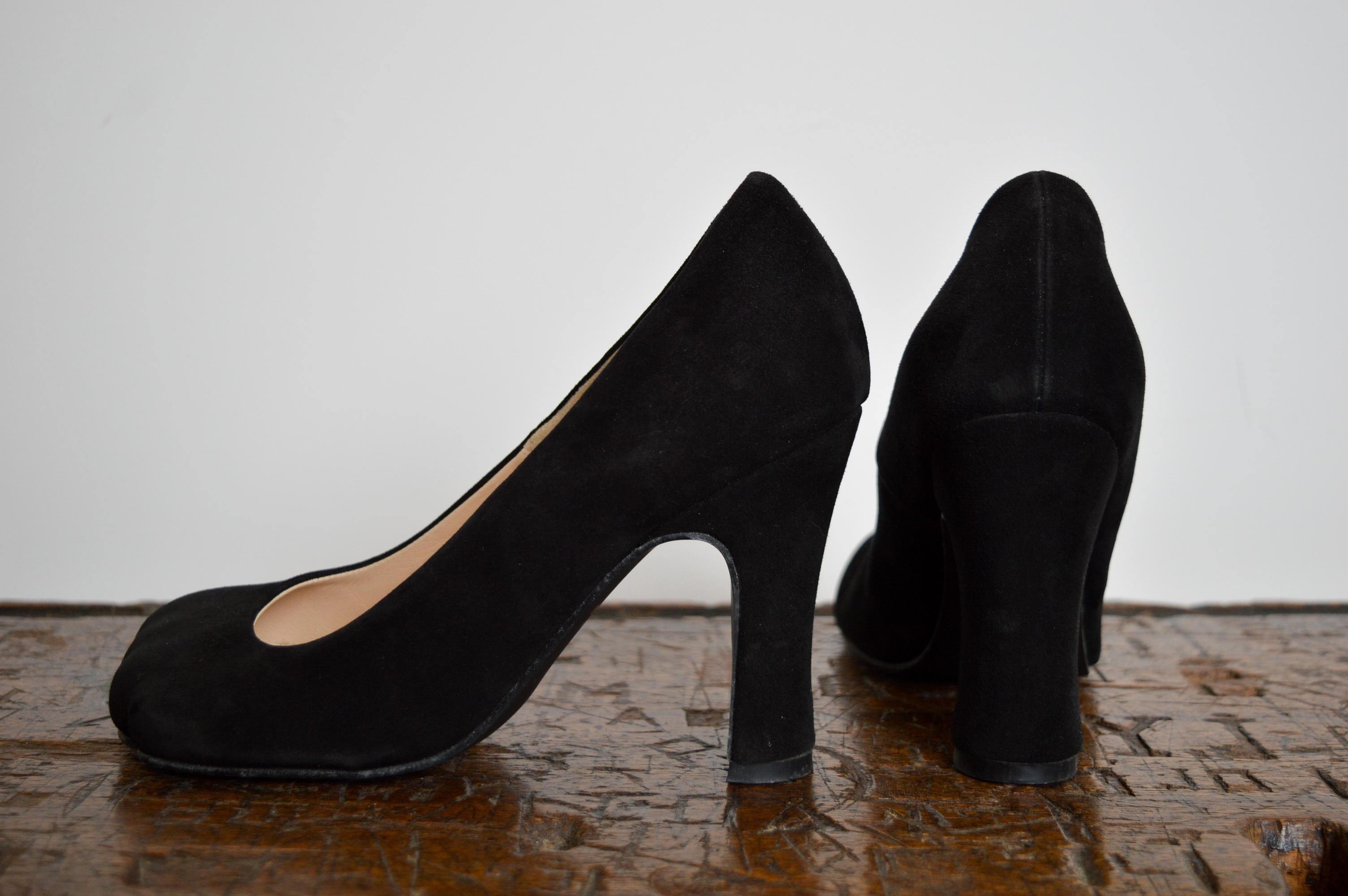 Women's 1990's Vintage Vivienne Westwood black suede Animal toe high heels court shoes