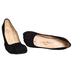 1990's Vintage Vivienne Westwood black suede Animal toe high heels court shoes