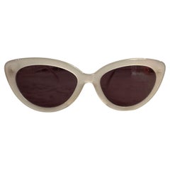 1990s Vintage White And Purple Lens Cat Eye Sunglasses by Blumarine