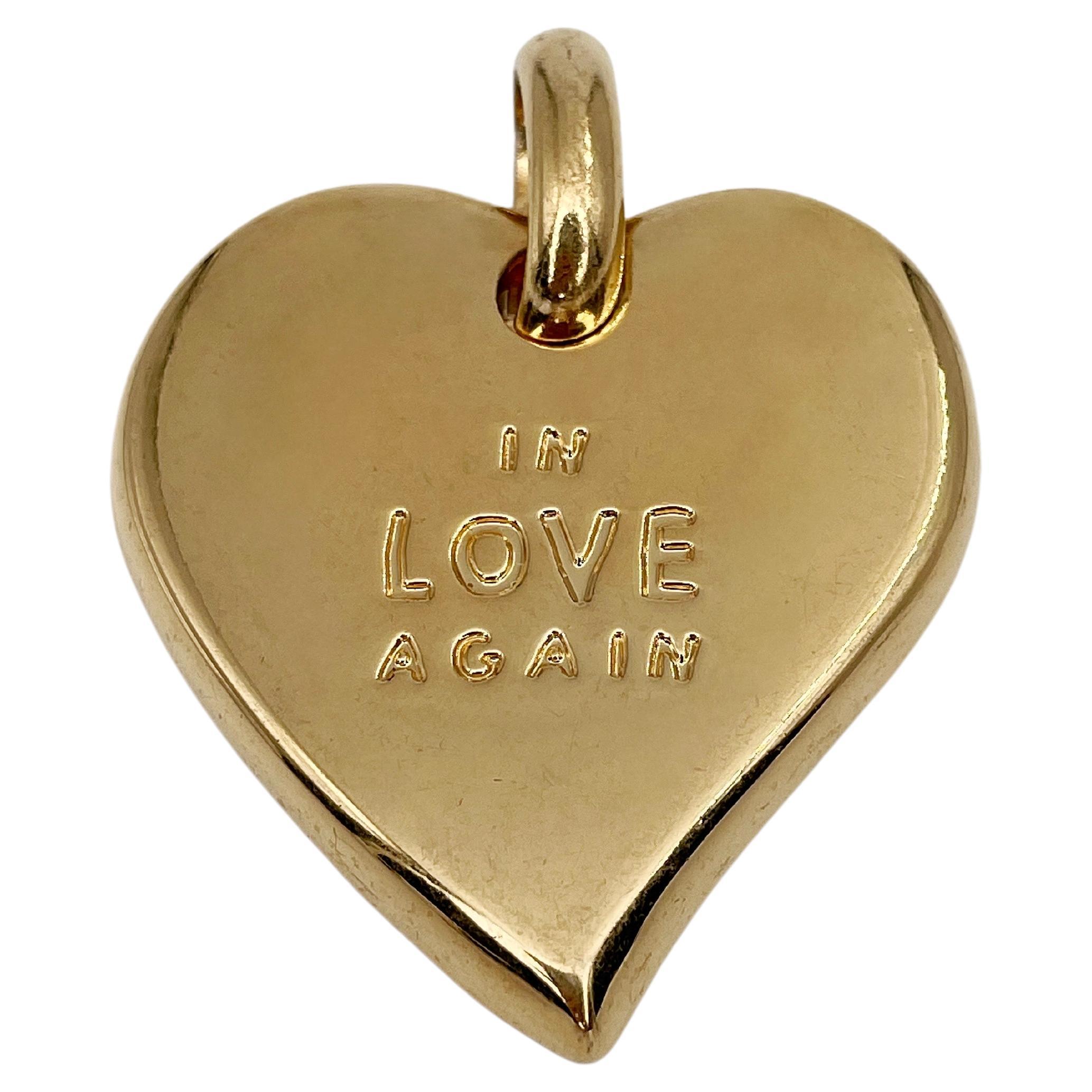 1990s Vintage Yves Saint Laurent YSL Gold Tone in Love Again Heart Pendant