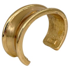 1990s Vintage Yves Saint Laurent YSL Gold Tone Wide Cuff Bracelet