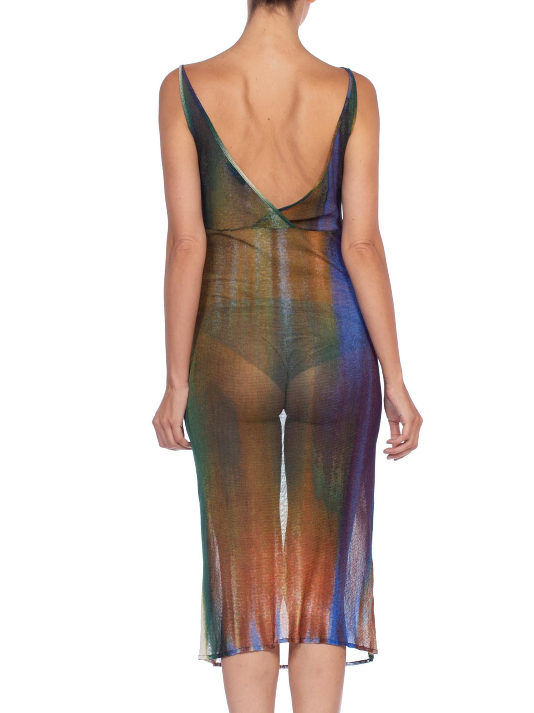 Gray 1990'S Vivienne Tam Sheer Tie Dye Mesh Lace  Dess