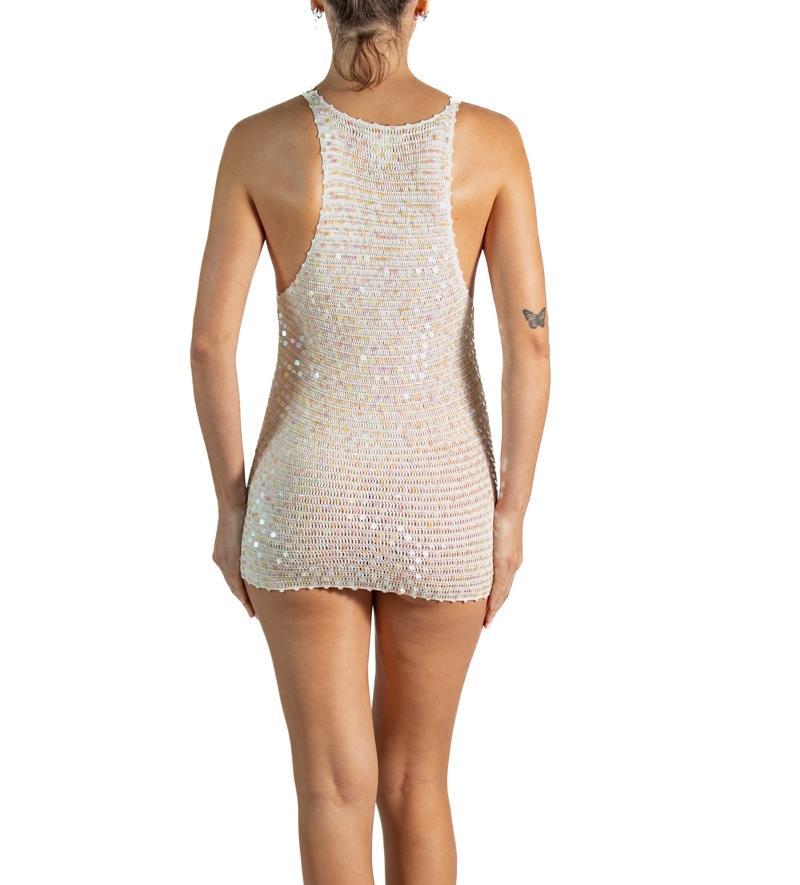 1990S Vivienne Tan Pearl White Beaded Rayon Crochet For Sale 1