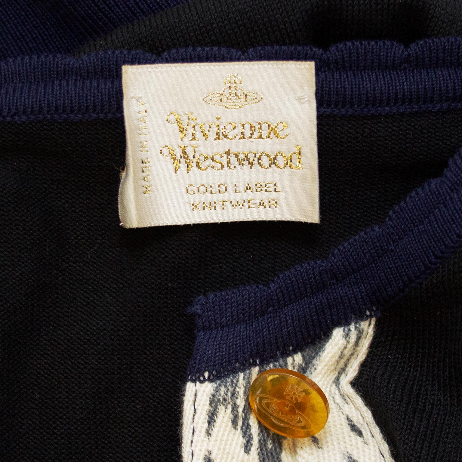 1990er Vivienne Westwood Schwarze und blaue Strickjacke  im Angebot 3