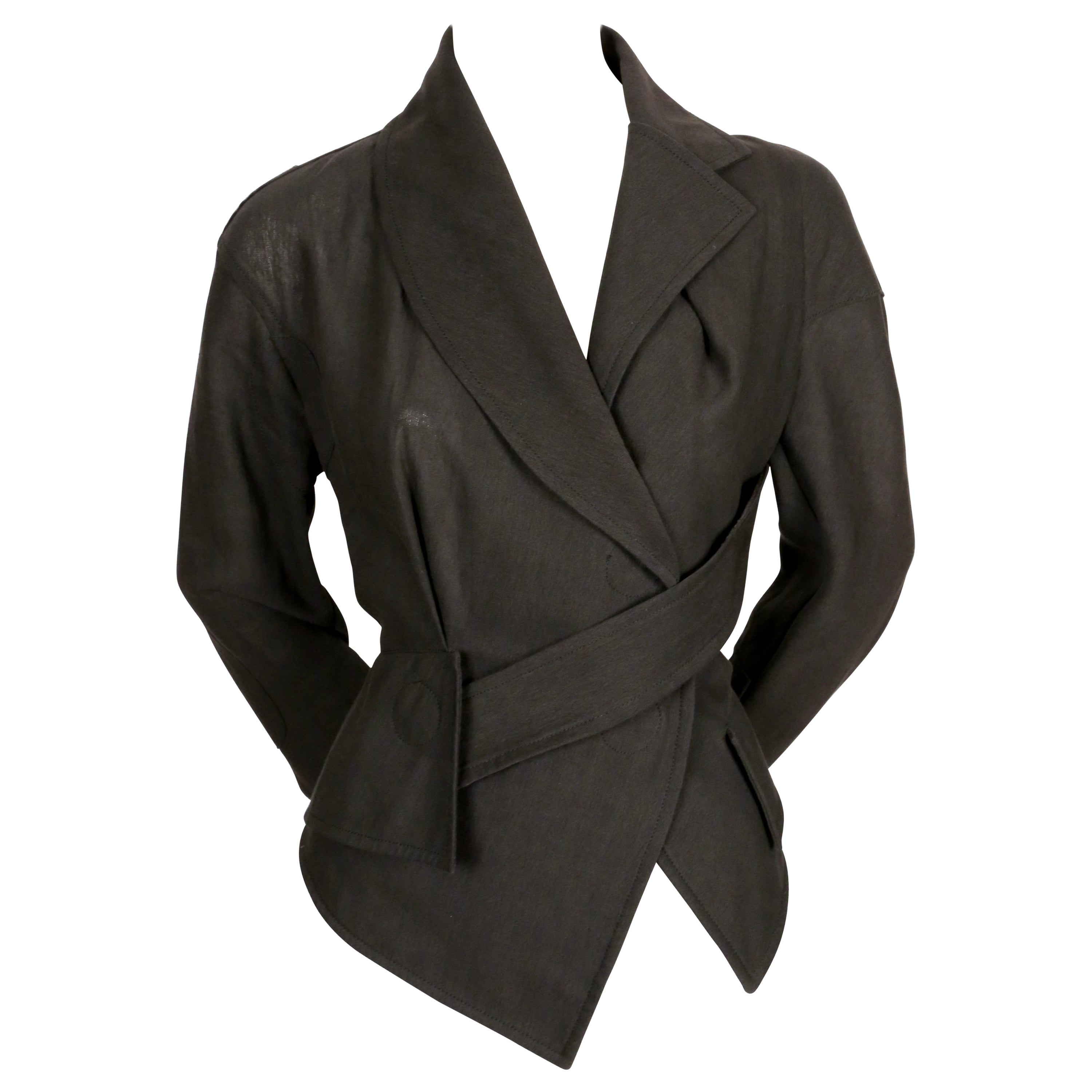 Giacca a portafoglio in lino nero di VIVIENNE WESTWOOD del 1990 in vendita