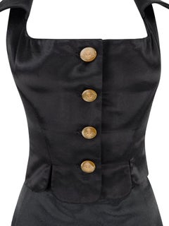 1990s Vivienne Westwood Black Satin Bustier Crop Top Mini Skirt Set