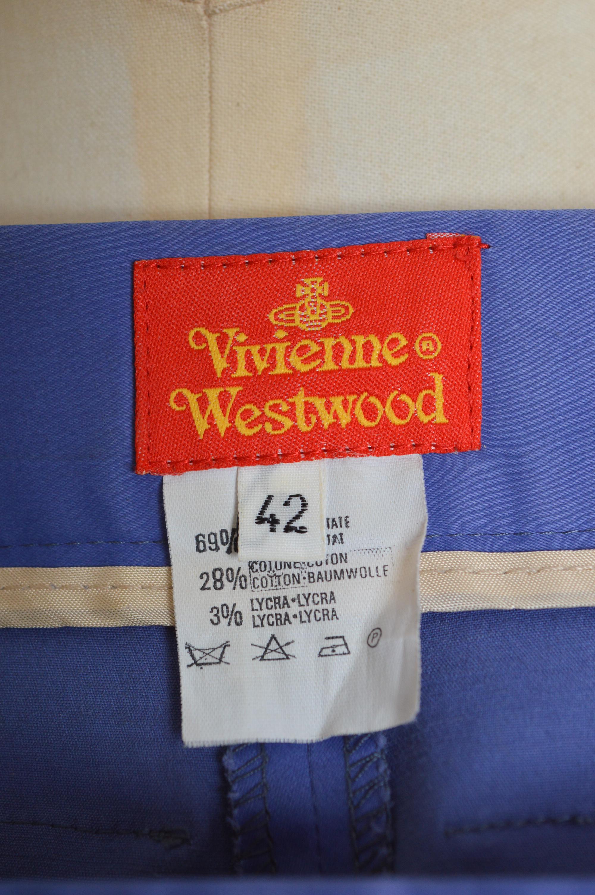 1990er Vivienne Westwood Blau Lila Stiefel Shorts mit hoher Taille und hoher Taille - Hot Hose Damen