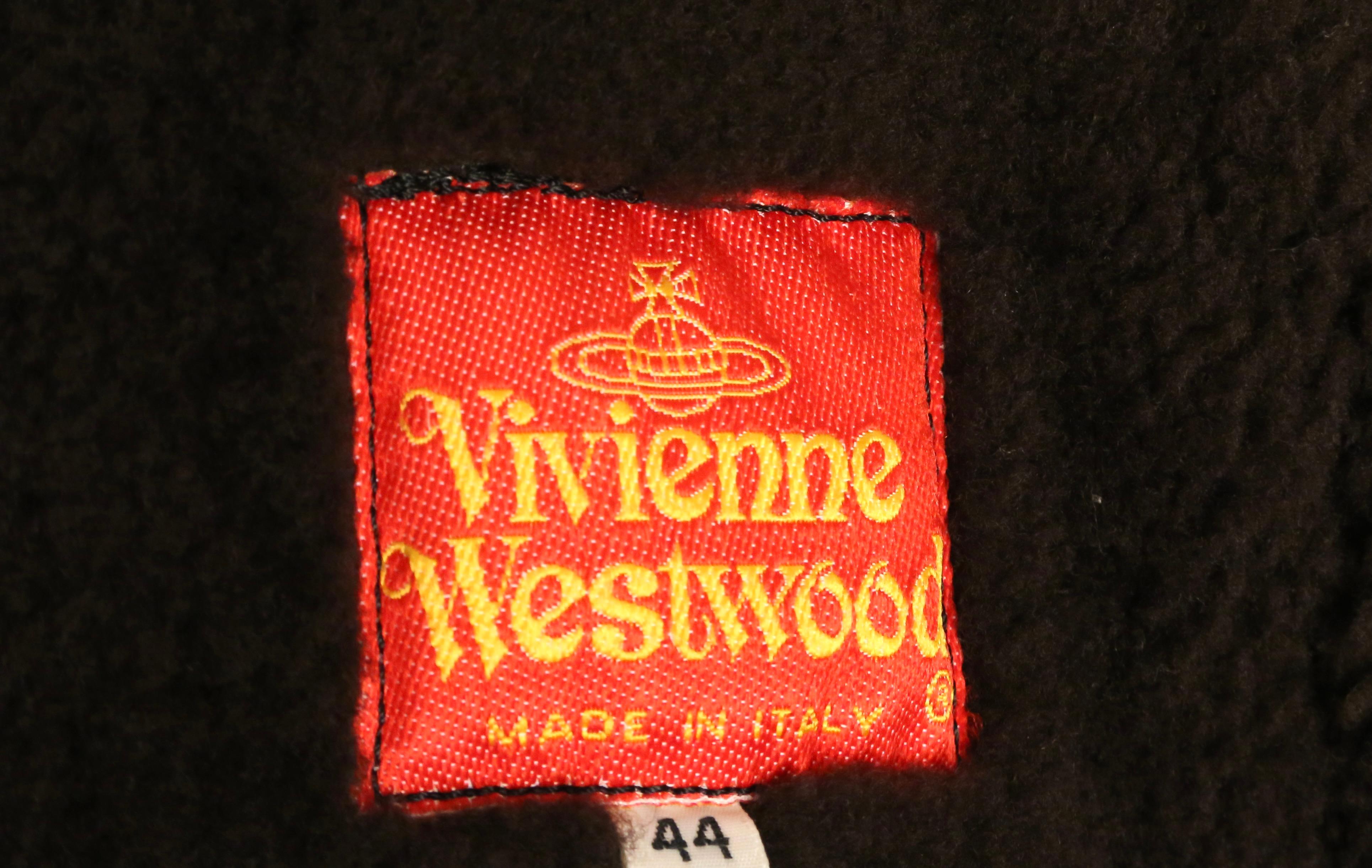 1994 Vivienne Westwood cappotto in shearling marrone con bottoni a forma di orbita in vendita 12