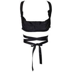 1990's Vivienne Westwood Couture Black Silk Ballet Wrap Bra Crop Top