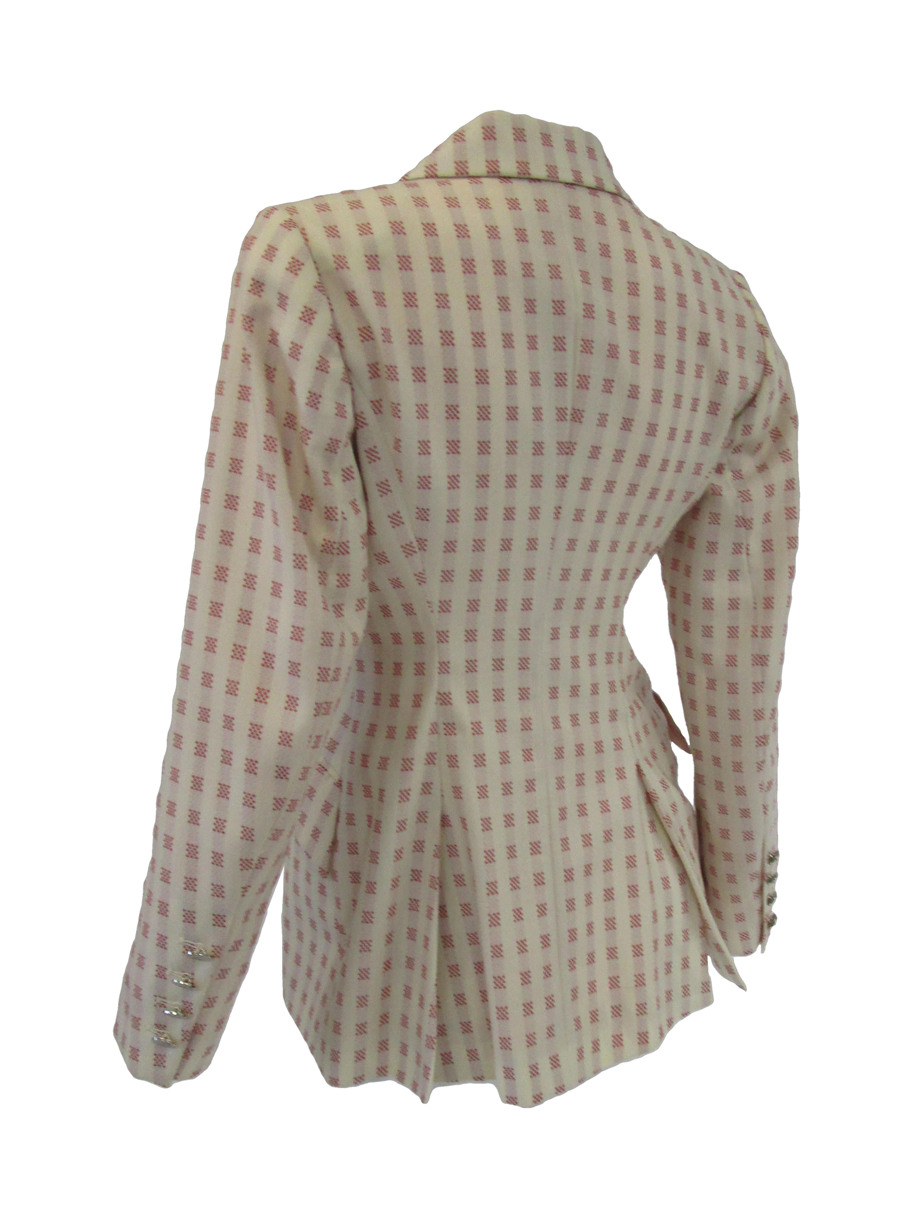 1990’s Vivienne Westwood Gold Label Red and Cream Checked bobble Breasted Blazer For Sale 1