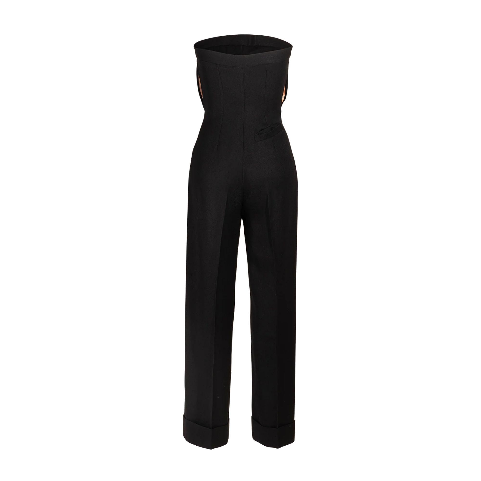1990's Vivienne Westwood 'Gold Label' Wool Strapless Jumpsuit In Excellent Condition For Sale In North Hollywood, CA