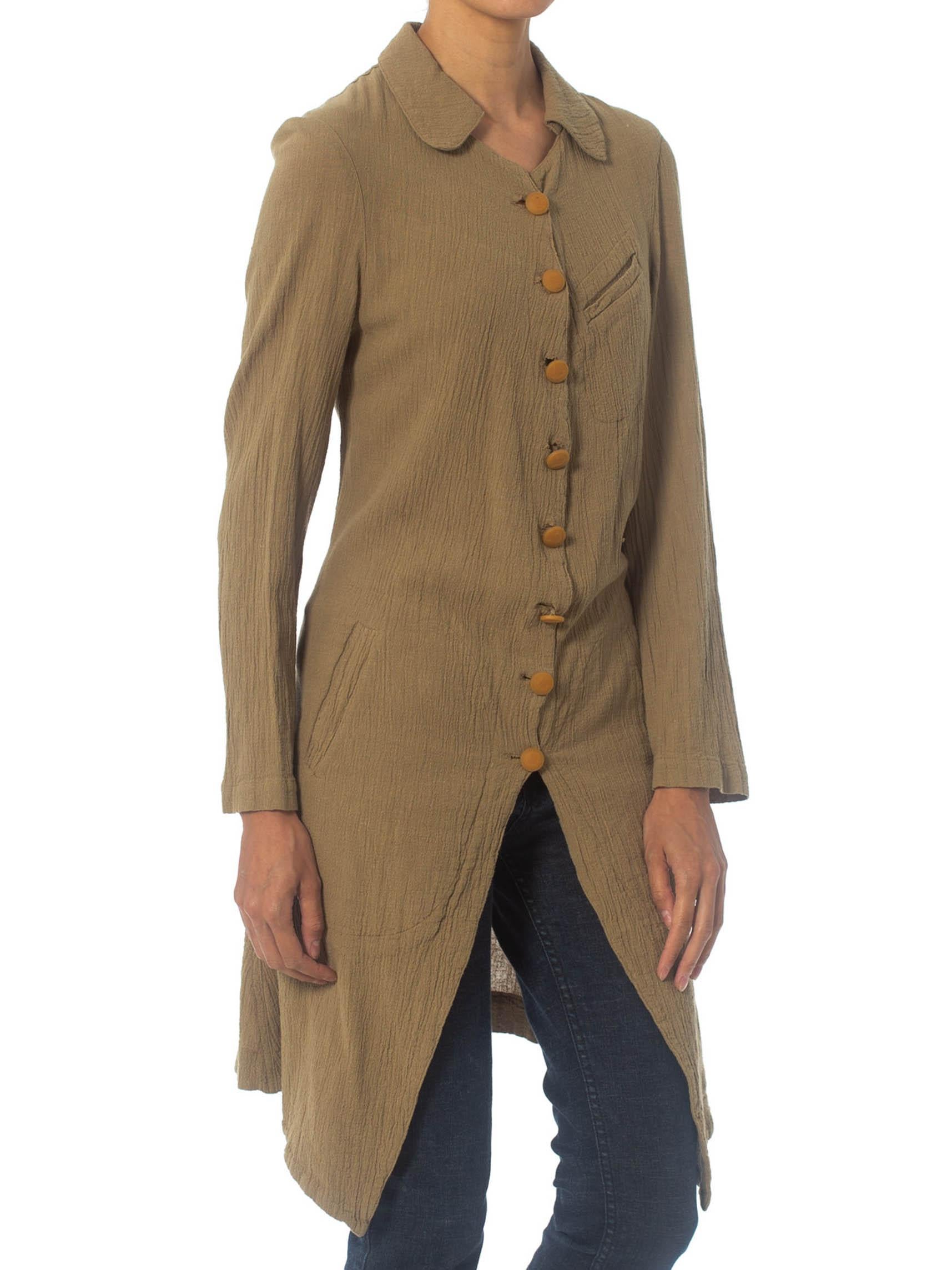 1990S VIVIENNE WESTWOOD Khaki Cotton Anglomania Boho Frock Coat Jacket NWT In Excellent Condition For Sale In New York, NY