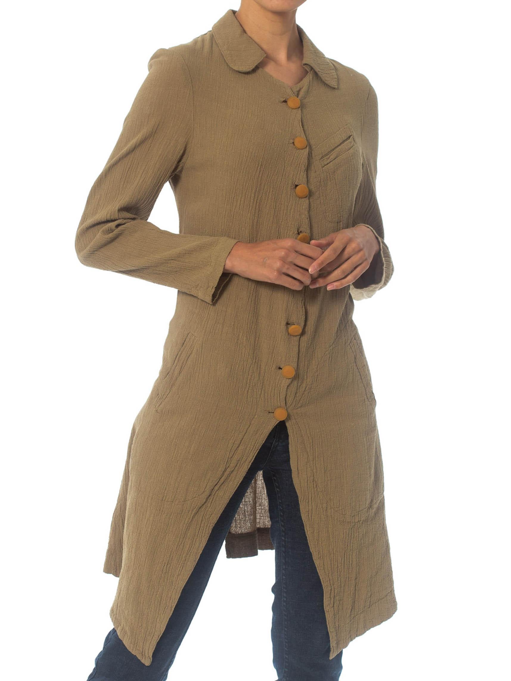 1990S VIVIENNE WESTWOOD Khaki Cotton Anglomania Boho Frock Coat Jacket NWT For Sale 1