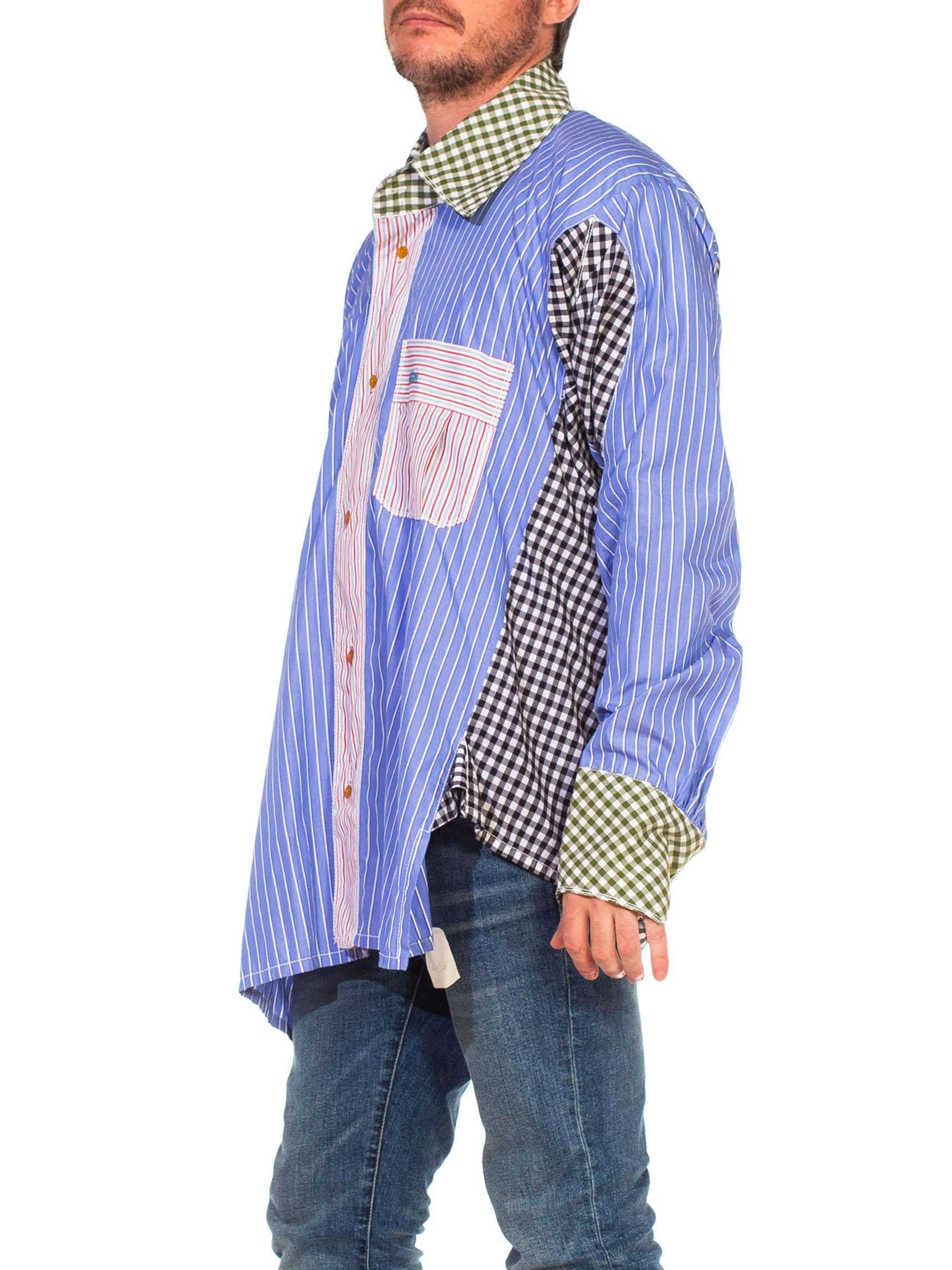 Missing label 1990S Vivienne Westwood Multicolor Striped Cotton Mixed Men's Shirting Fabric Drunken Twisted Shirt