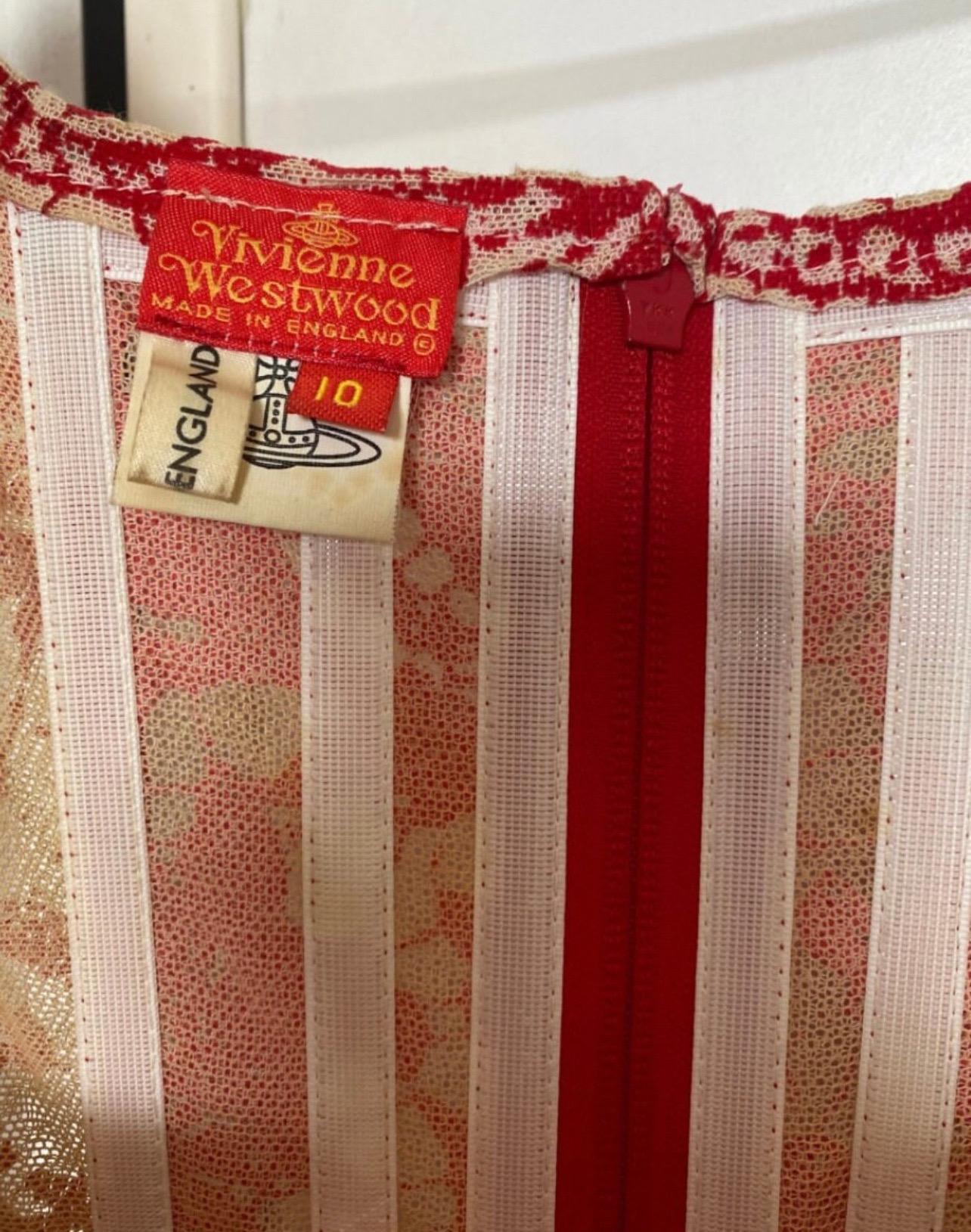 1990s Vivienne Westwood Red Label Ivory and Red Corset 6