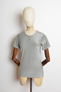 1990’s Vivienne Westwood Sparkly Silver Metallic Orb Baby Tee - T Shirt