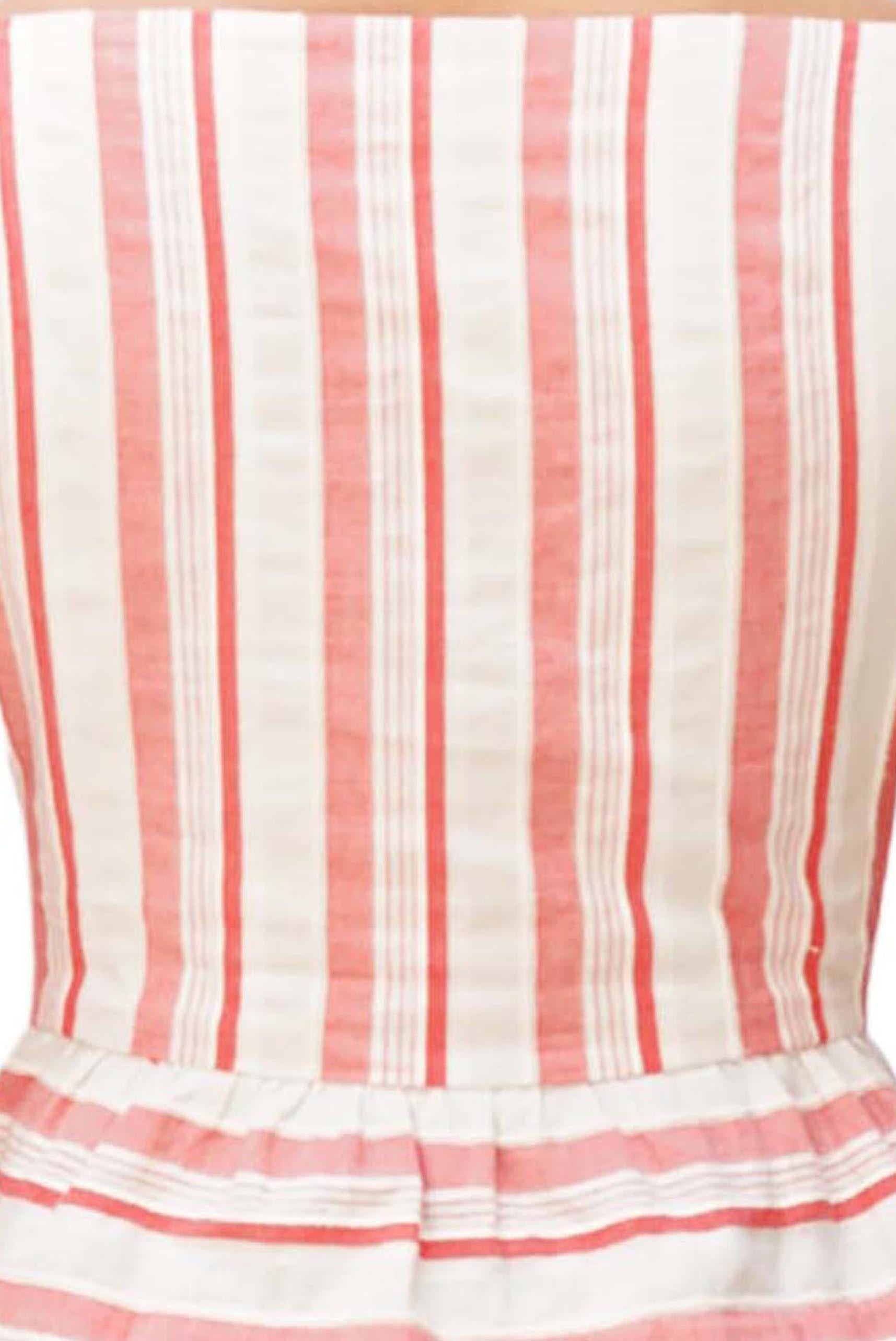 1990S VIVIENNE WESTWOOD White Striped Cotton Corset Shap Top For Sale 3