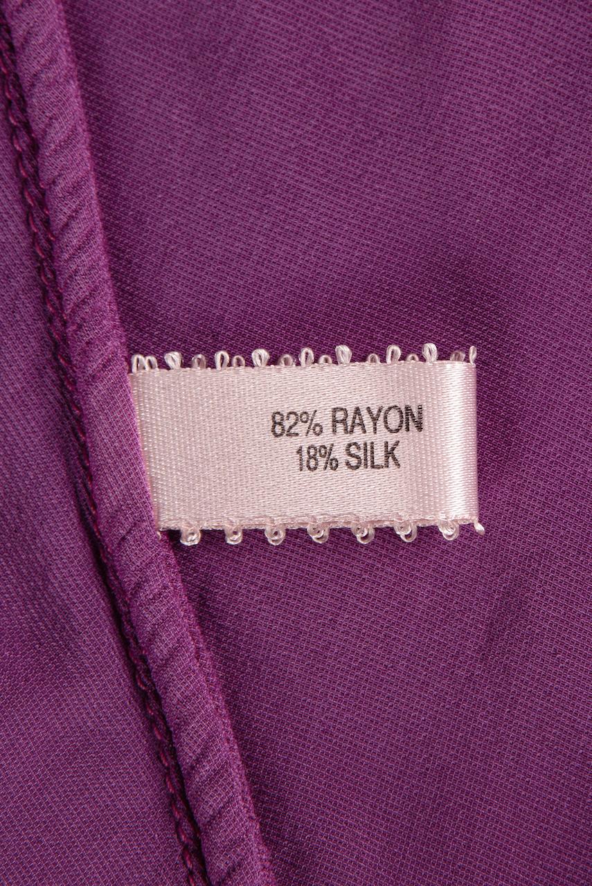 1990s VOYAGE London Burgundy/Pink Embroidered Silk Blend Velvet Maxi Slip Dress For Sale 7