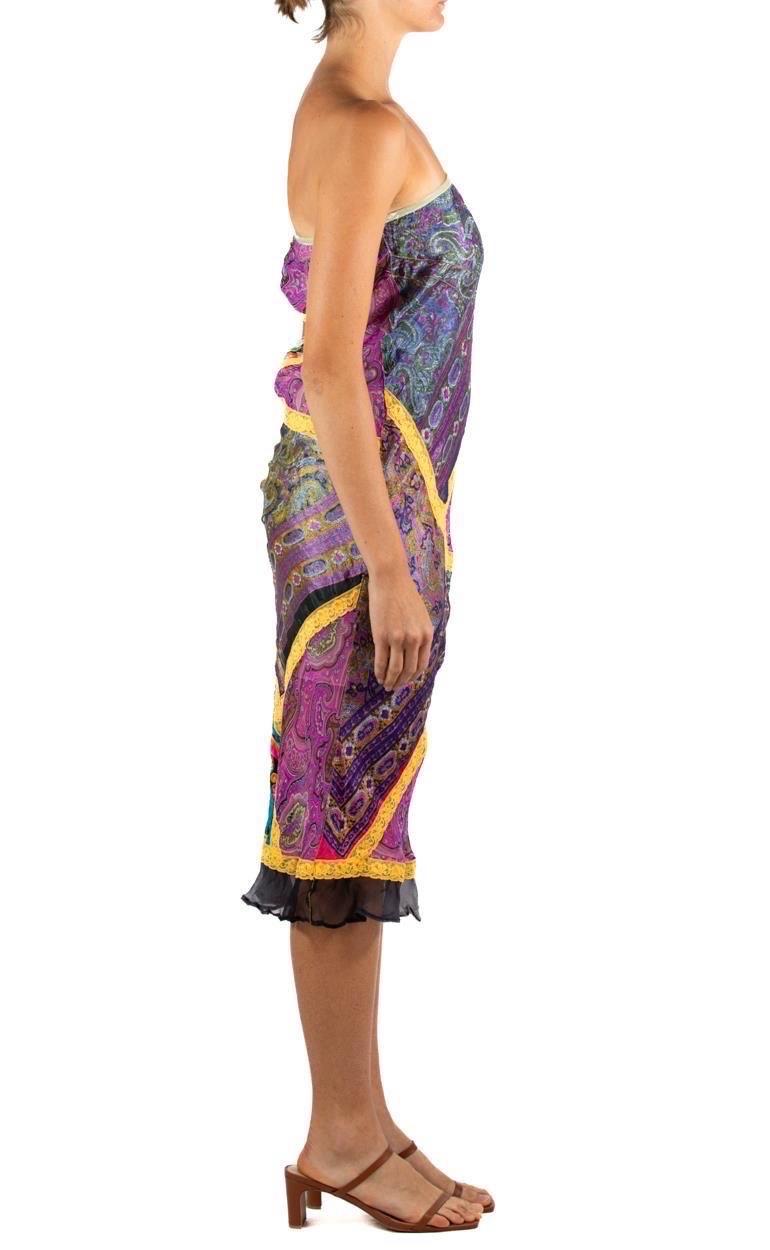Women's 1990S Voyage Purple Multicolored Silk Lace A Symmetrical  Dress For Sale